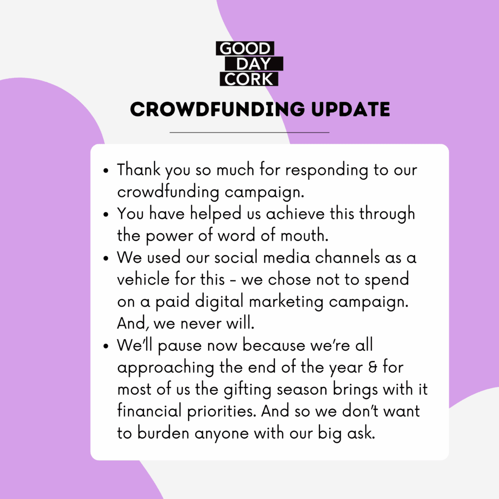 Donate to Good Day Cork spring 2026