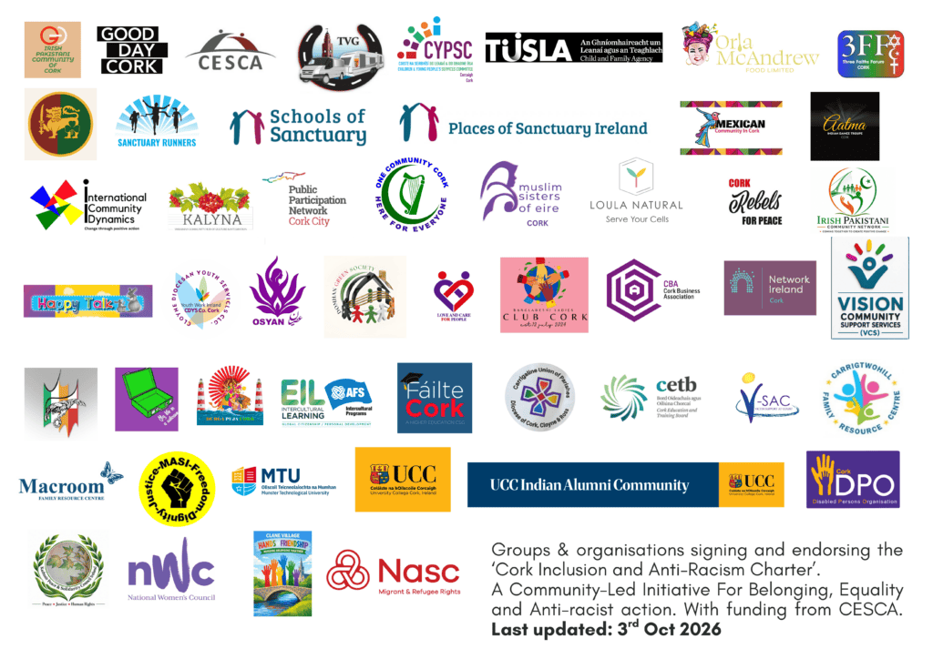 The list grows as more groups and organisations support the Cork Inclusion and Anti-Racism Charter